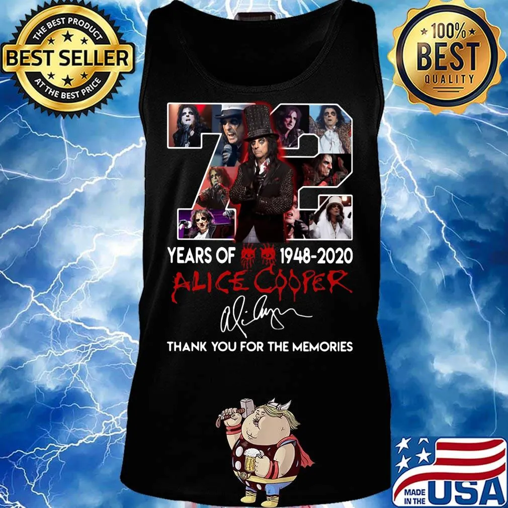 72 years of 1948 2020 alice cooper thank you for the memories signature s Tank top