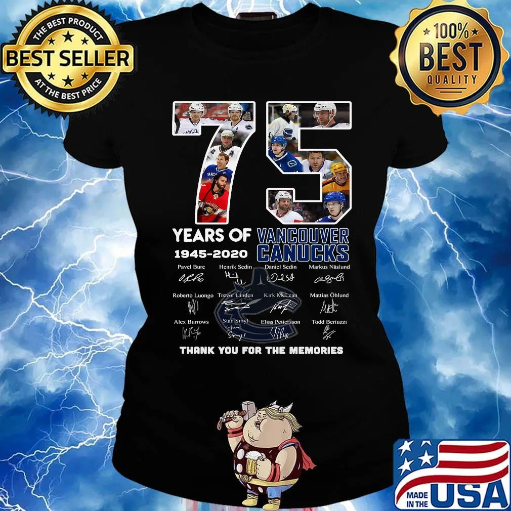 75 years of 1945 2020 vancouver canucks hockey thank you for the memories signatures s Ladies tee