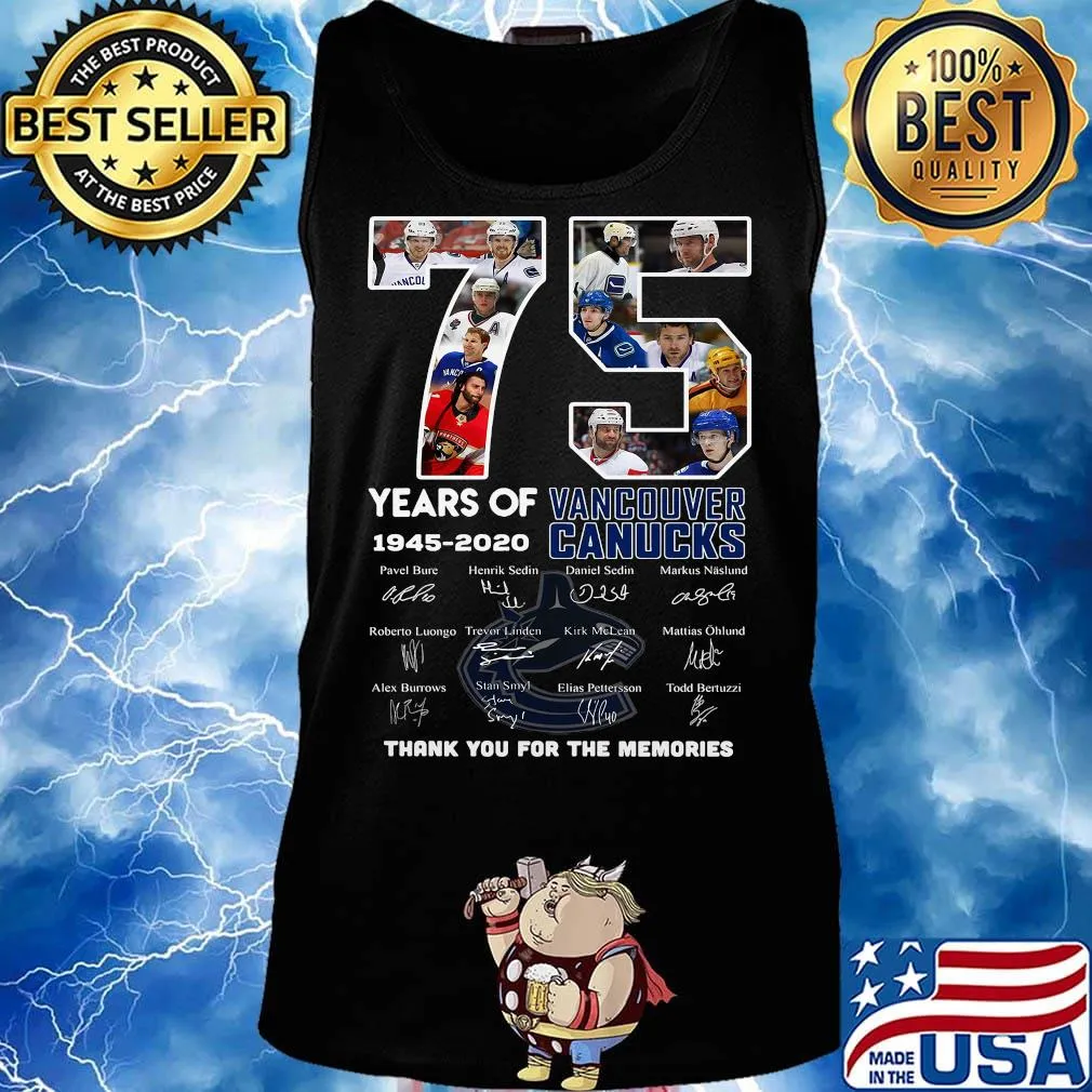 75 years of 1945 2020 vancouver canucks hockey thank you for the memories signatures s Tank top