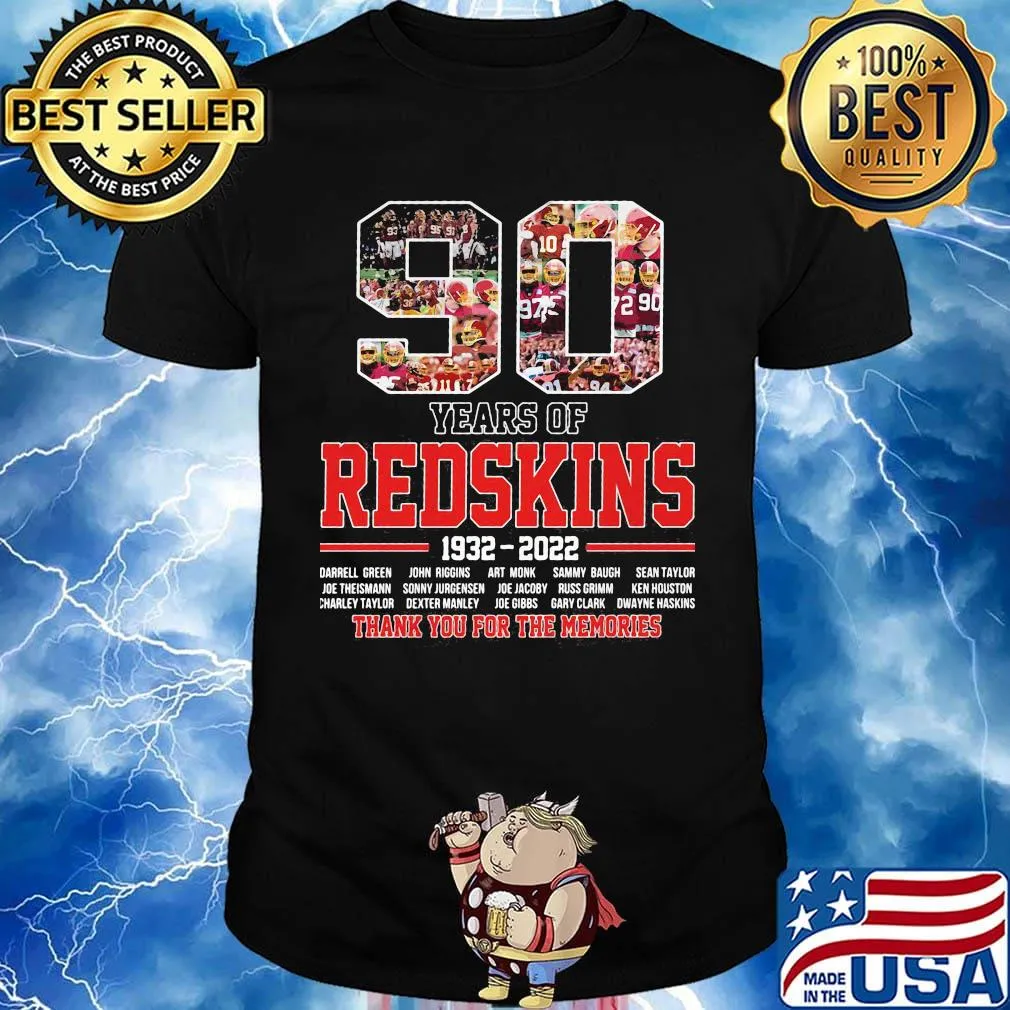 90 years of redskins football 1932 2022 thank you for the memories shirt