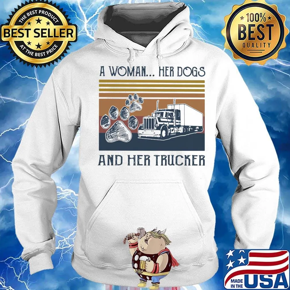 A woman her dogs and her trucker Vintage retro s Hoodie