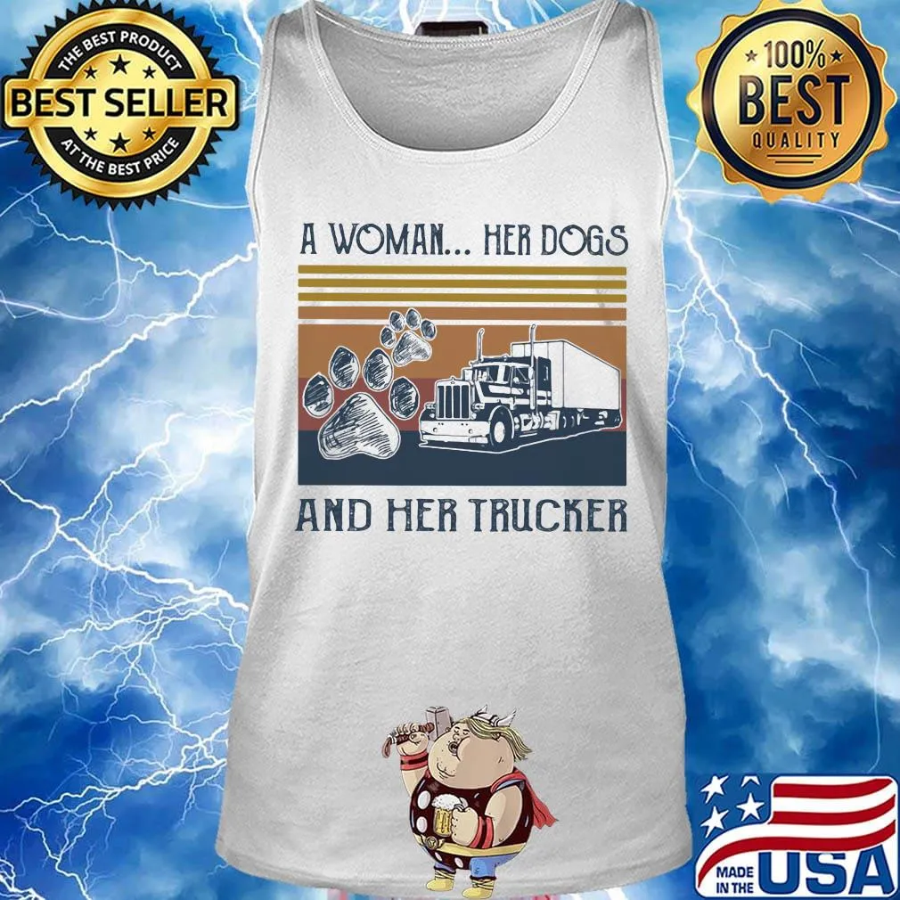 A woman her dogs and her trucker Vintage retro s Tank top