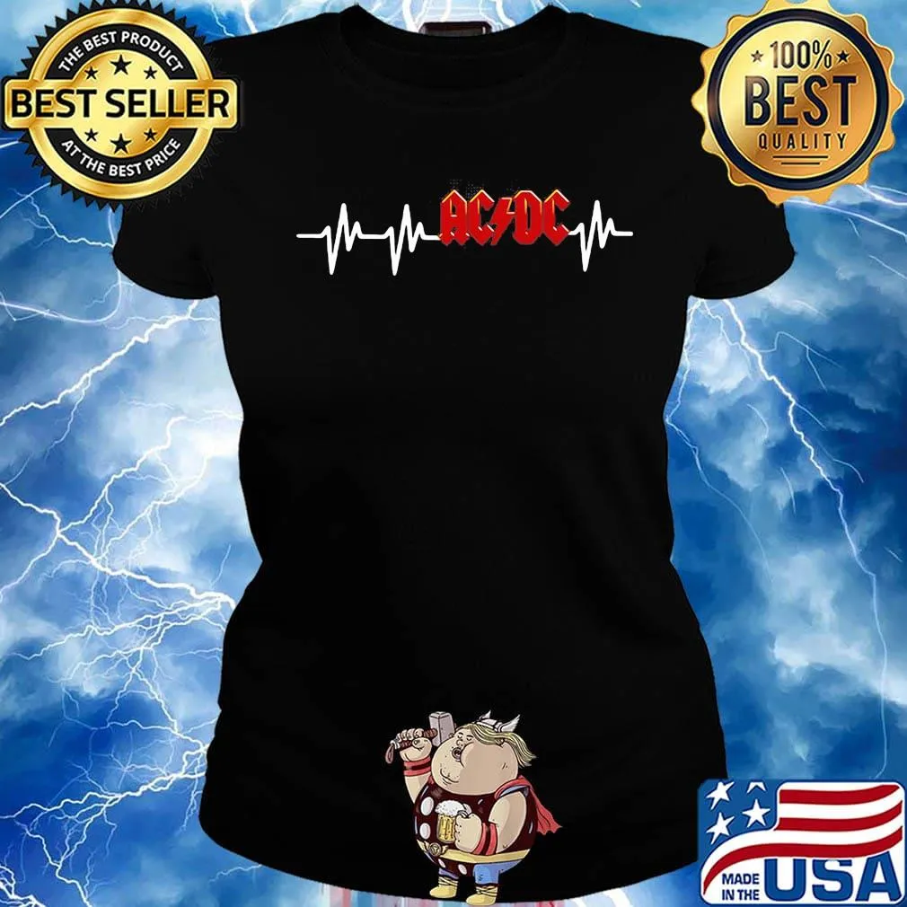 Acdc band logo heartbeat s Ladies tee