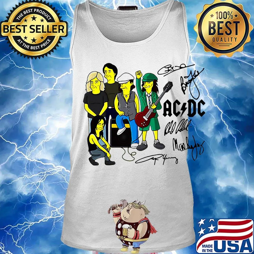 Acdc band members cartoon signatures s Tank top
