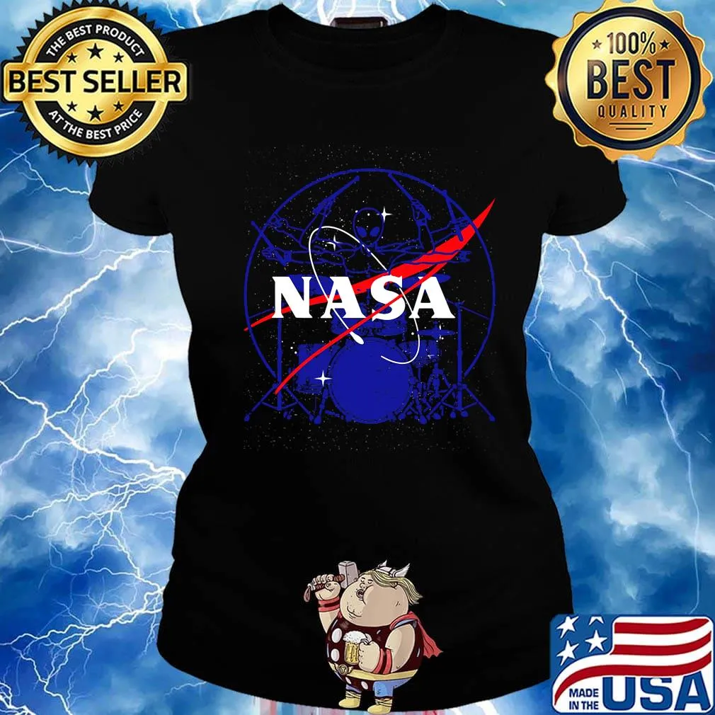 Alien drummer nasa logo s Ladies tee