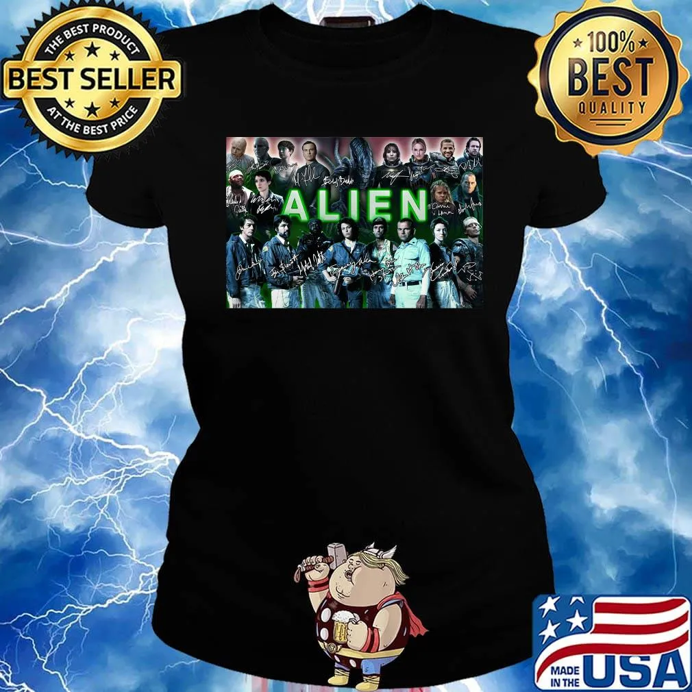 Alien movie characters signatures s Ladies tee