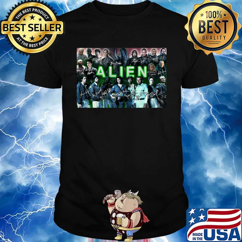 Alien movie characters signatures shirt