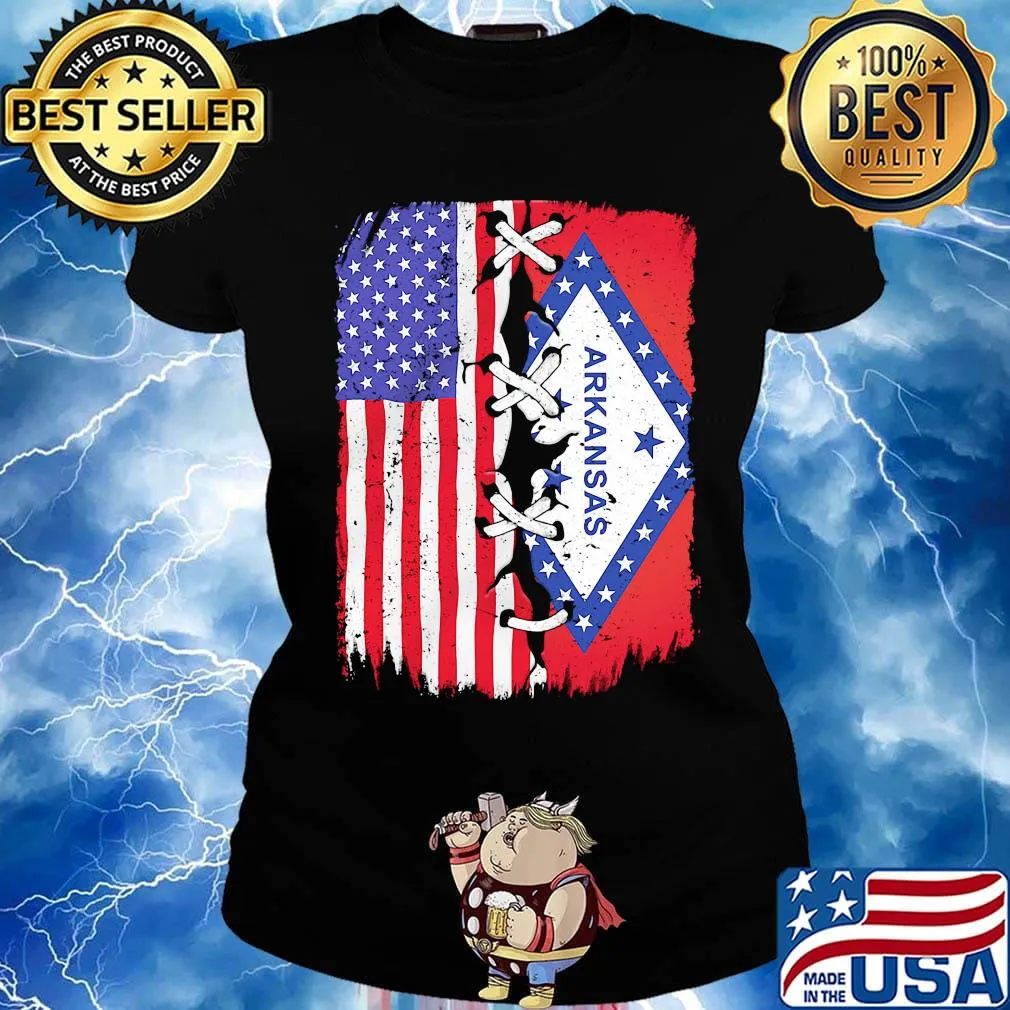 American and arkansas flag independence day s Ladies tee