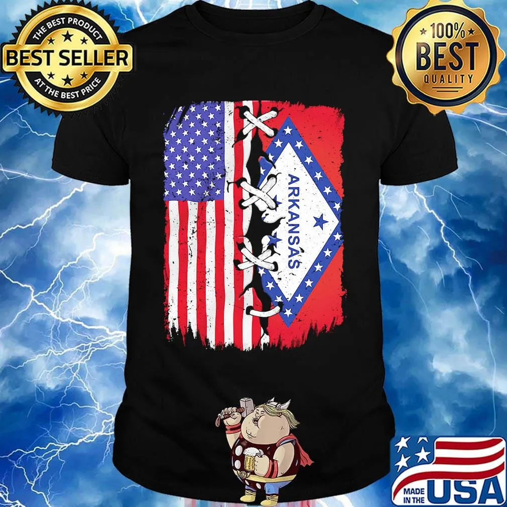 American and arkansas flag independence day shirt