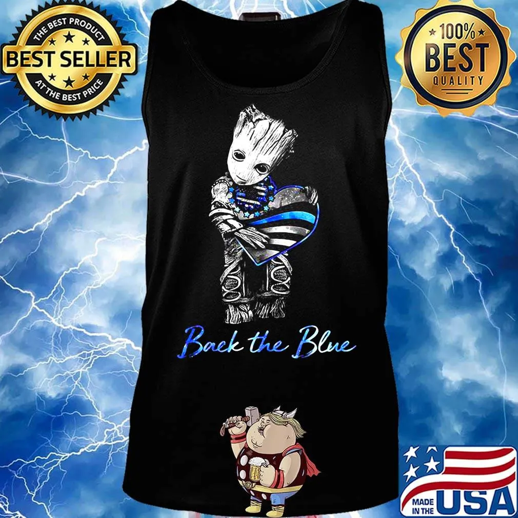 Baby groot hug heart back the blue american flag happy independence day s Tank top