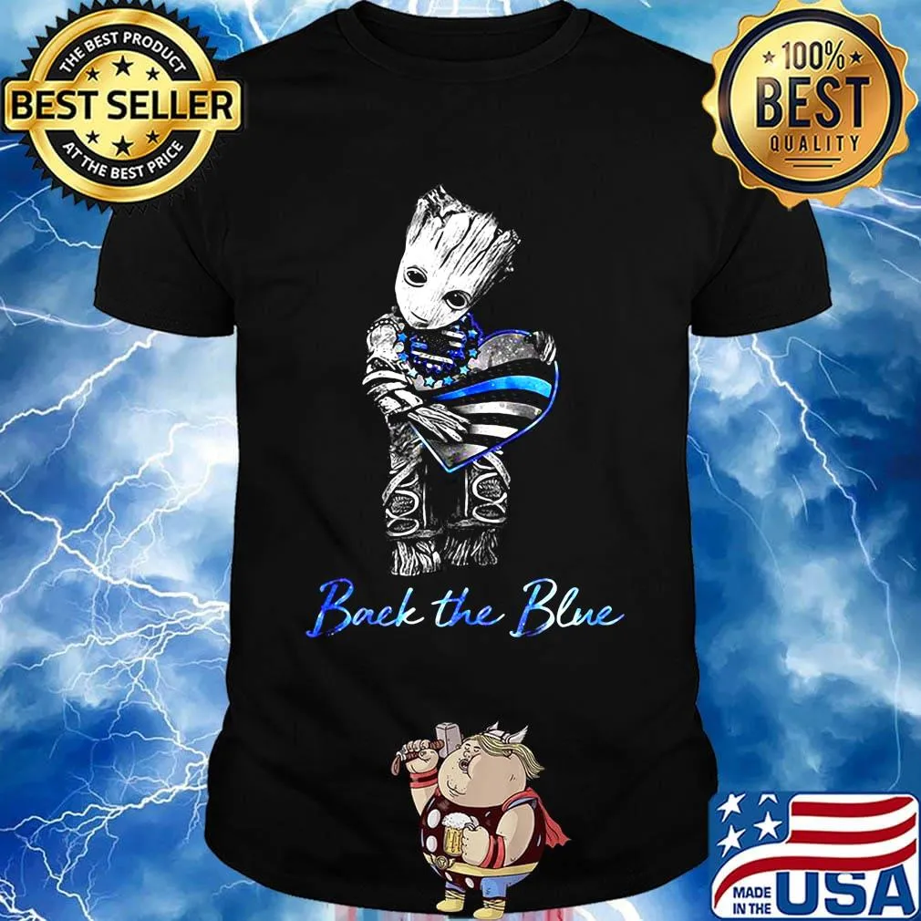Baby groot hug heart back the blue american flag happy independence day shirt