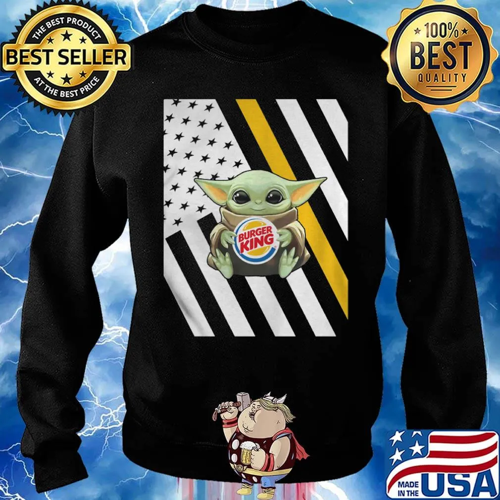 Baby Yoda hug burger king American flag s Sweater