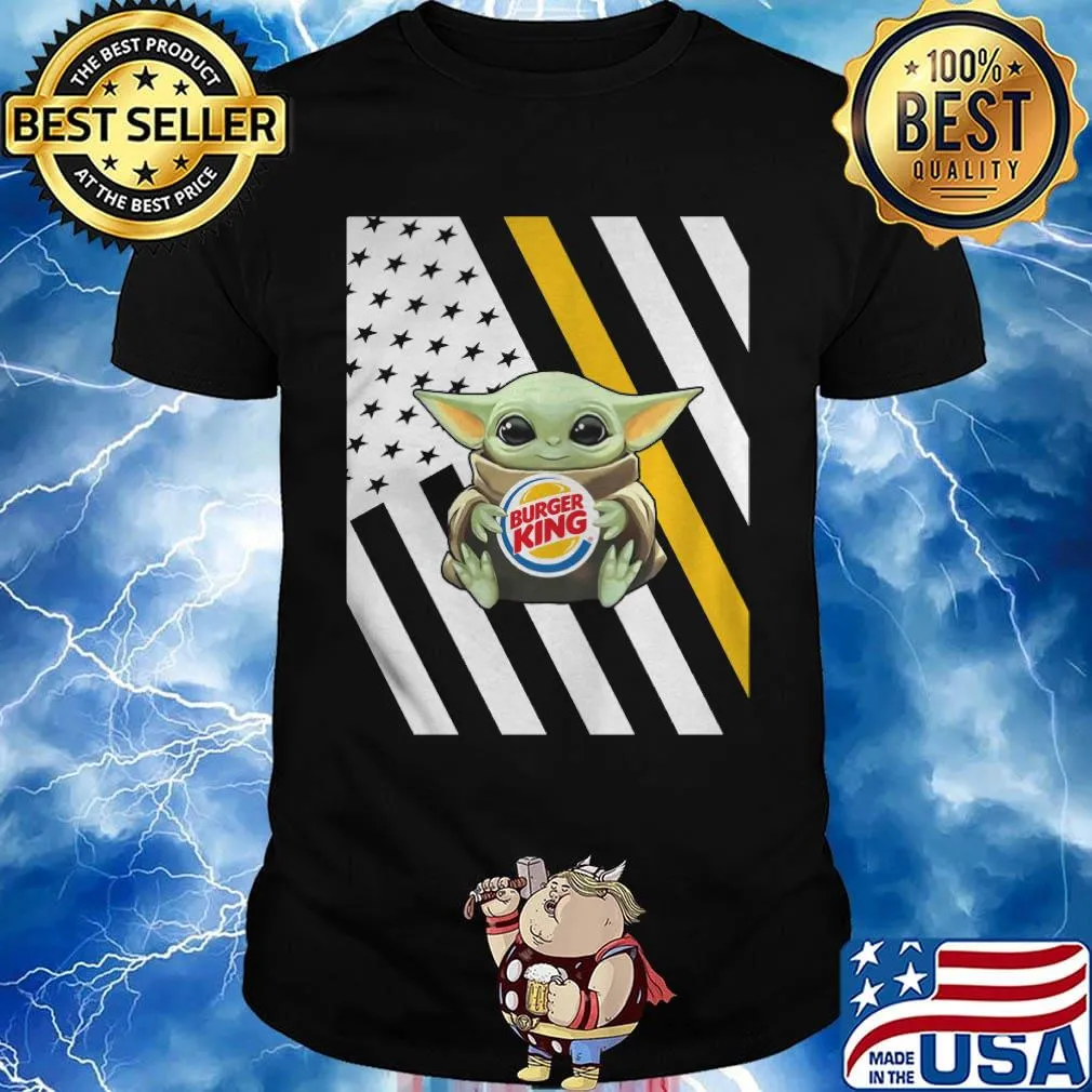 Baby Yoda hug burger king American flag shirt