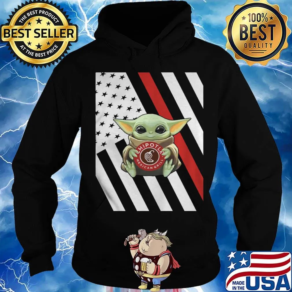 Baby Yoda hug Chipotle American flag s Hoodie