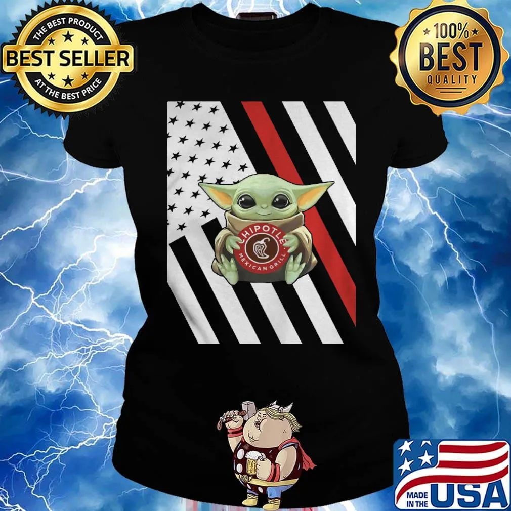 Baby Yoda hug Chipotle American flag s Ladies tee