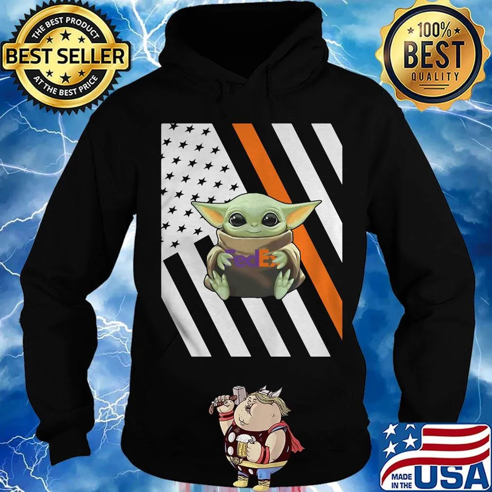 Baby yoda hug fedex logo american flag independence day s Hoodie