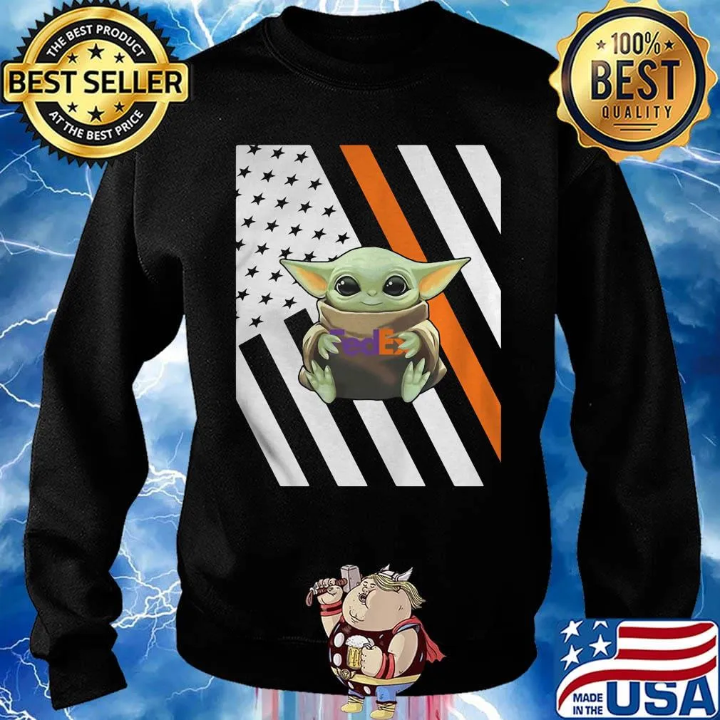 Baby yoda hug fedex logo american flag independence day s Sweater