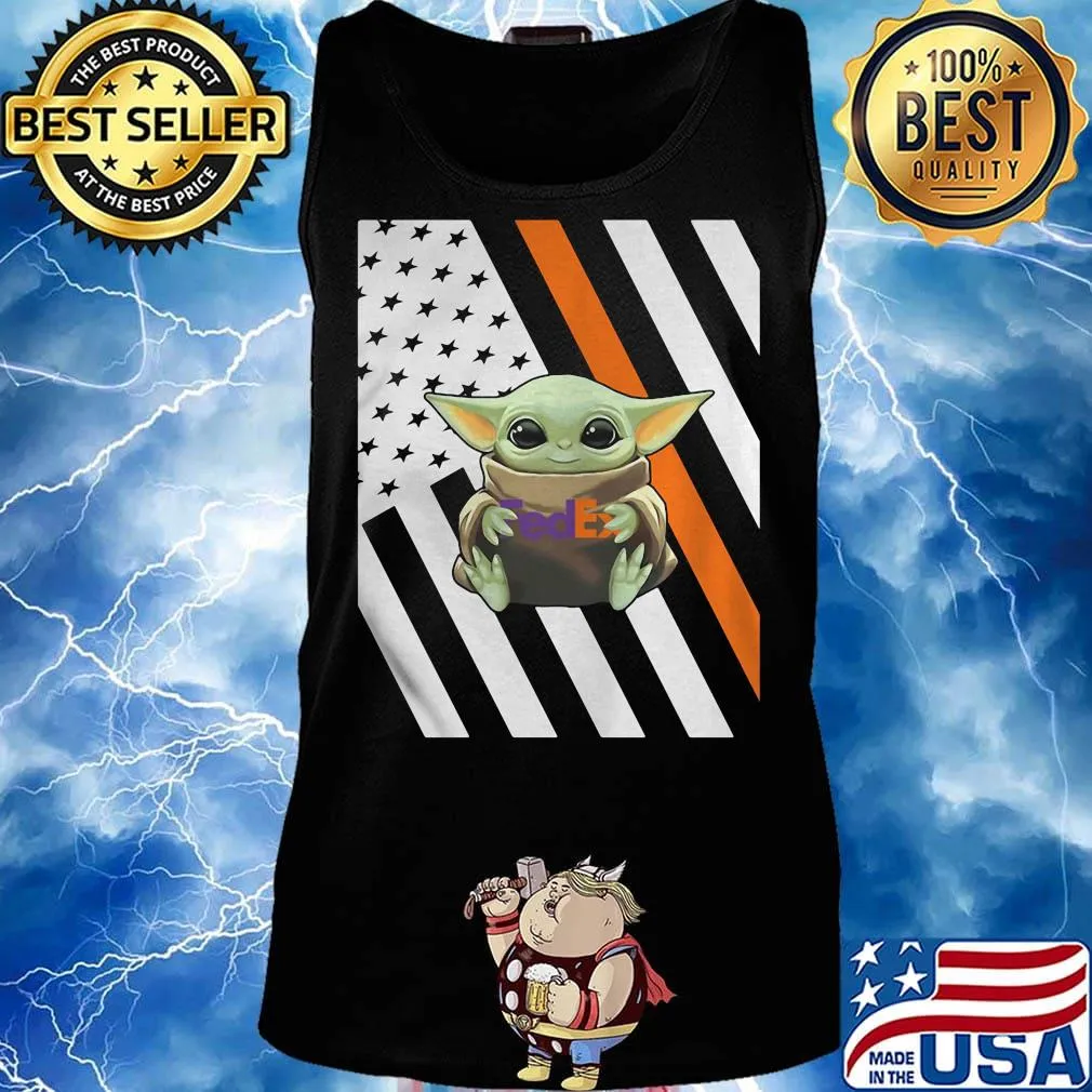 Baby yoda hug fedex logo american flag independence day s Tank top