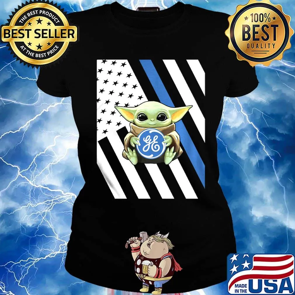 Baby Yoda hug general electric American flag s Ladies tee