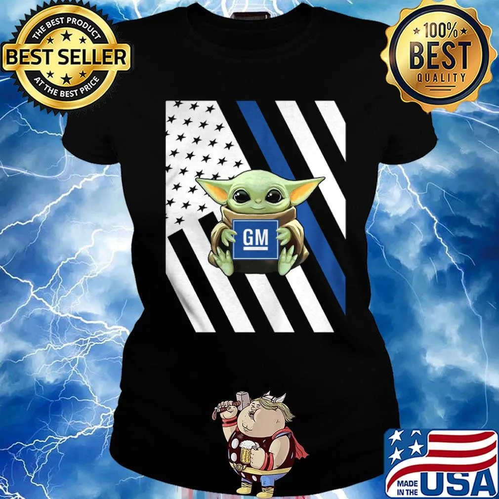 Baby Yoda hug general motors American flag s Ladies tee