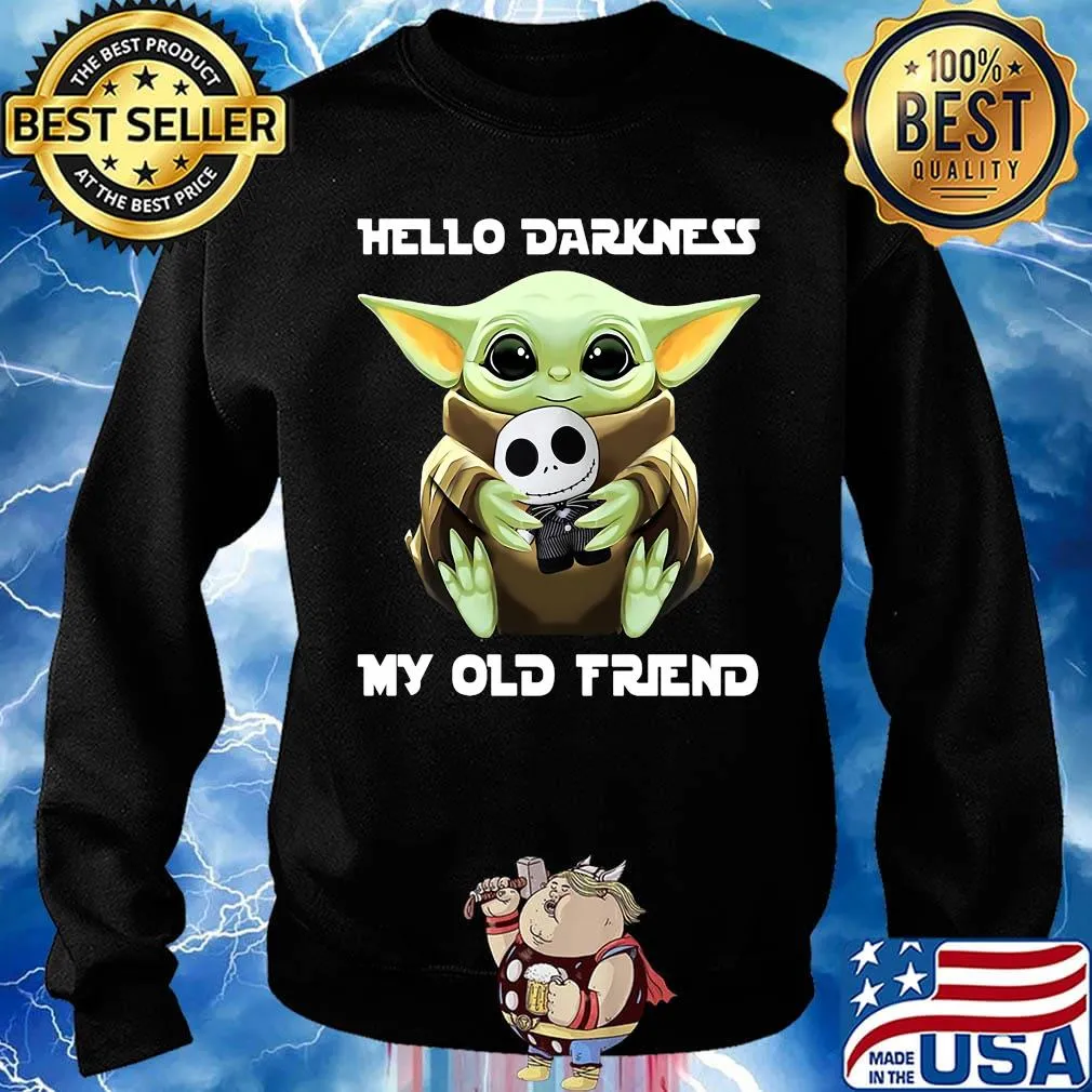 Baby yoda hug jack skellington hello darkness my old friend s Sweater