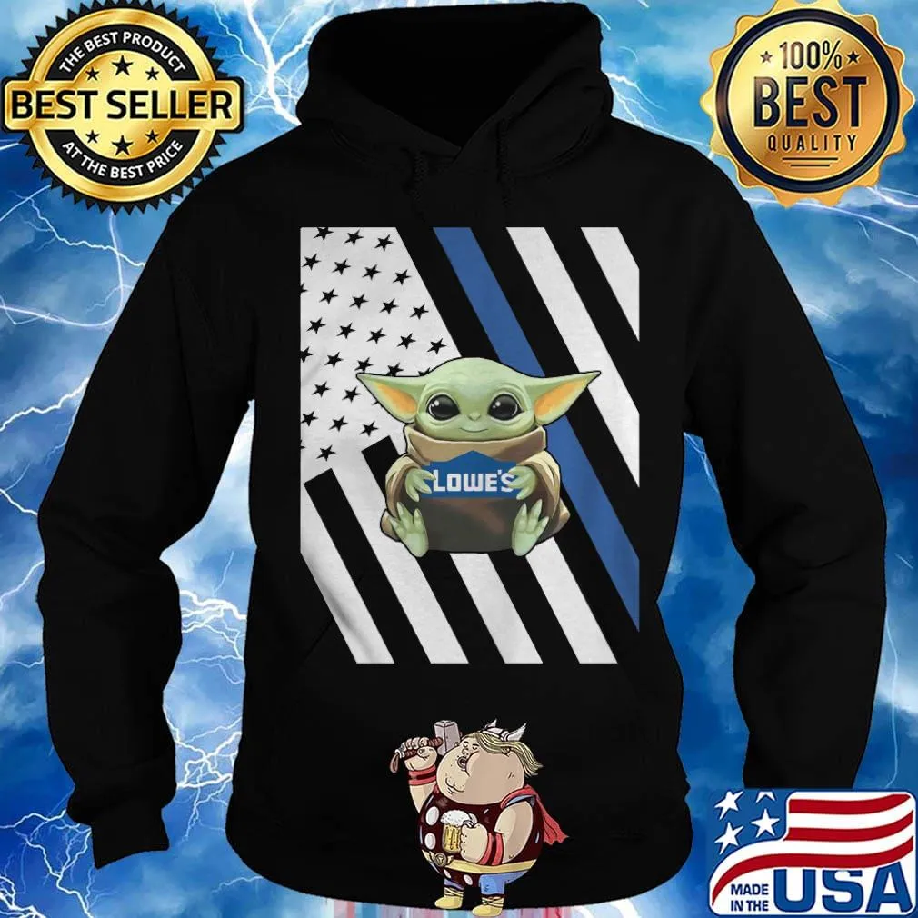 Baby Yoda hug Lowes American flag s Hoodie