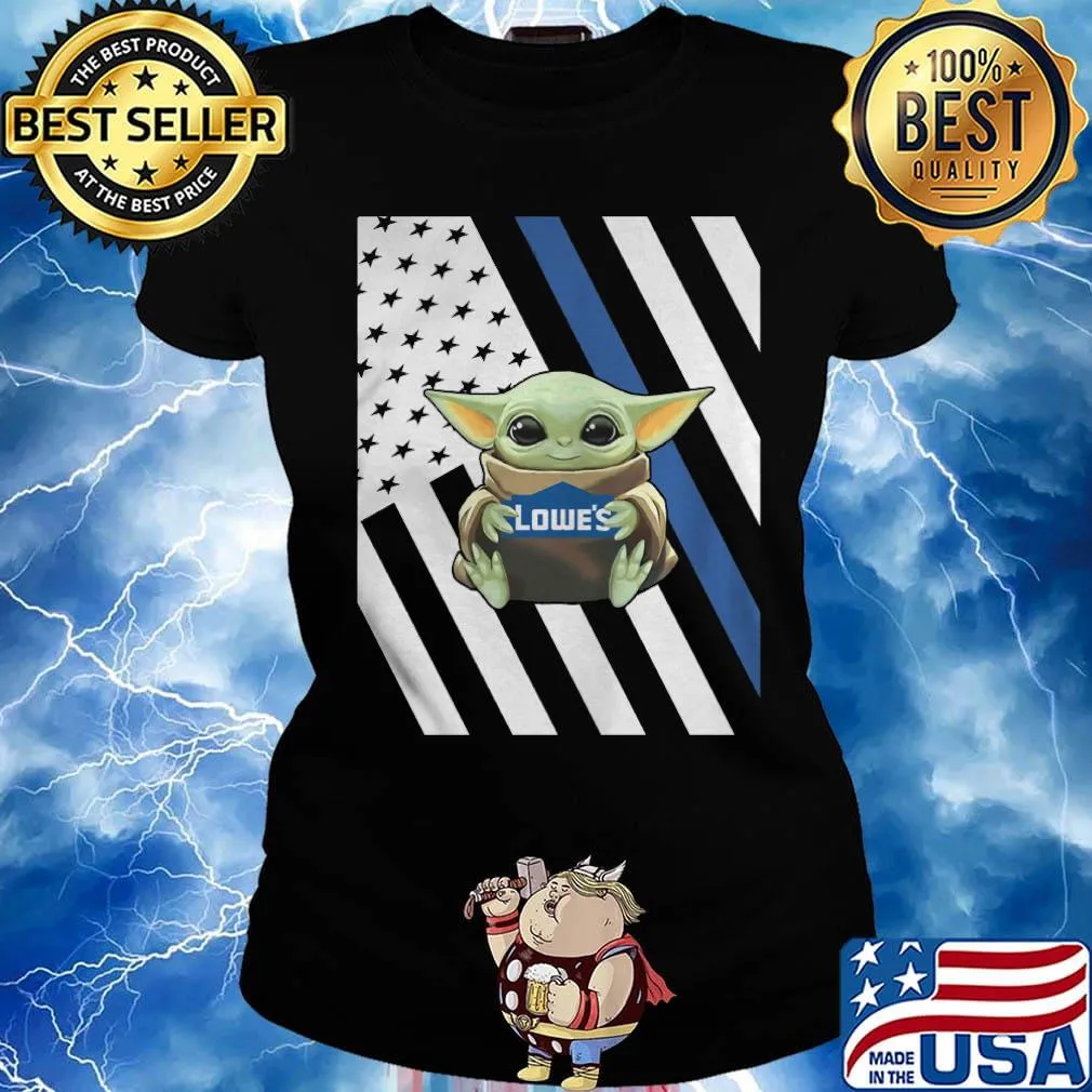 Baby Yoda hug Lowes American flag s Ladies tee