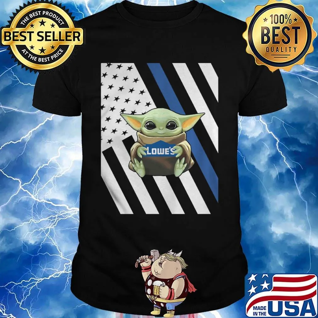 Baby Yoda hug Lowes American flag shirt