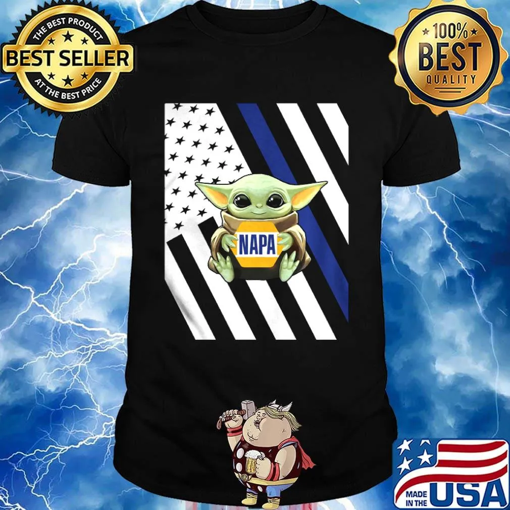 Baby Yoda hug Napa American flag shirt