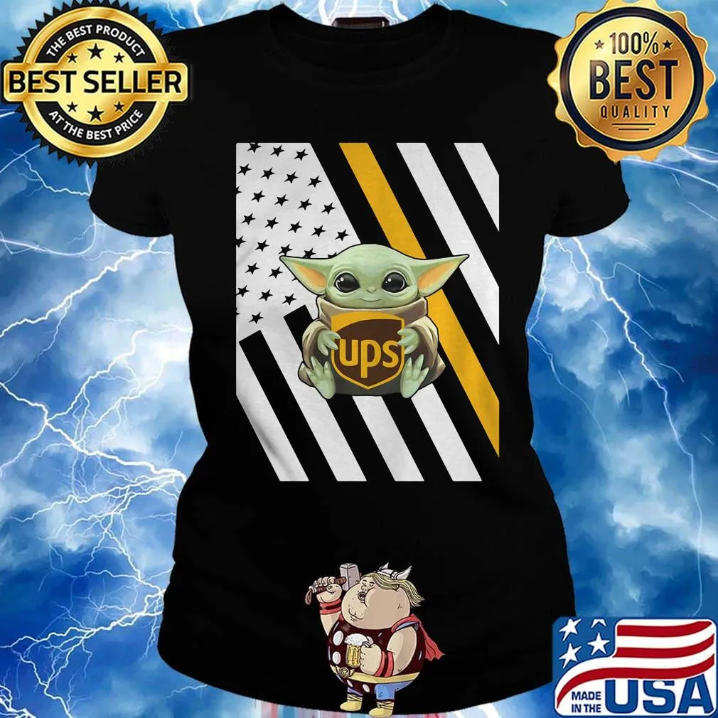 Baby yoda hug ups logo american flag independence day s Ladies tee
