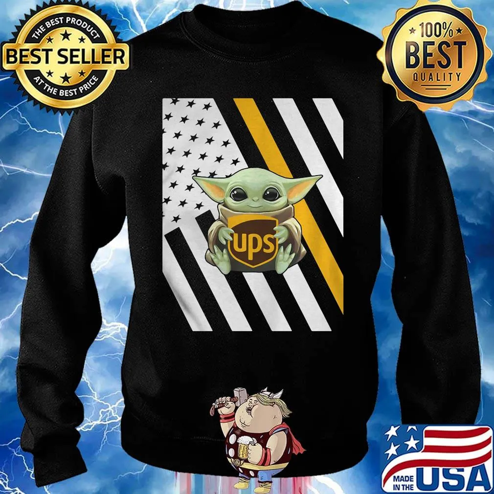 Baby yoda hug ups logo american flag independence day s Sweater