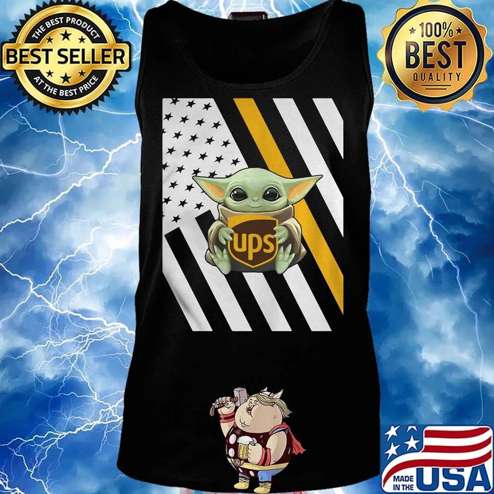 Baby yoda hug ups logo american flag independence day s Tank top
