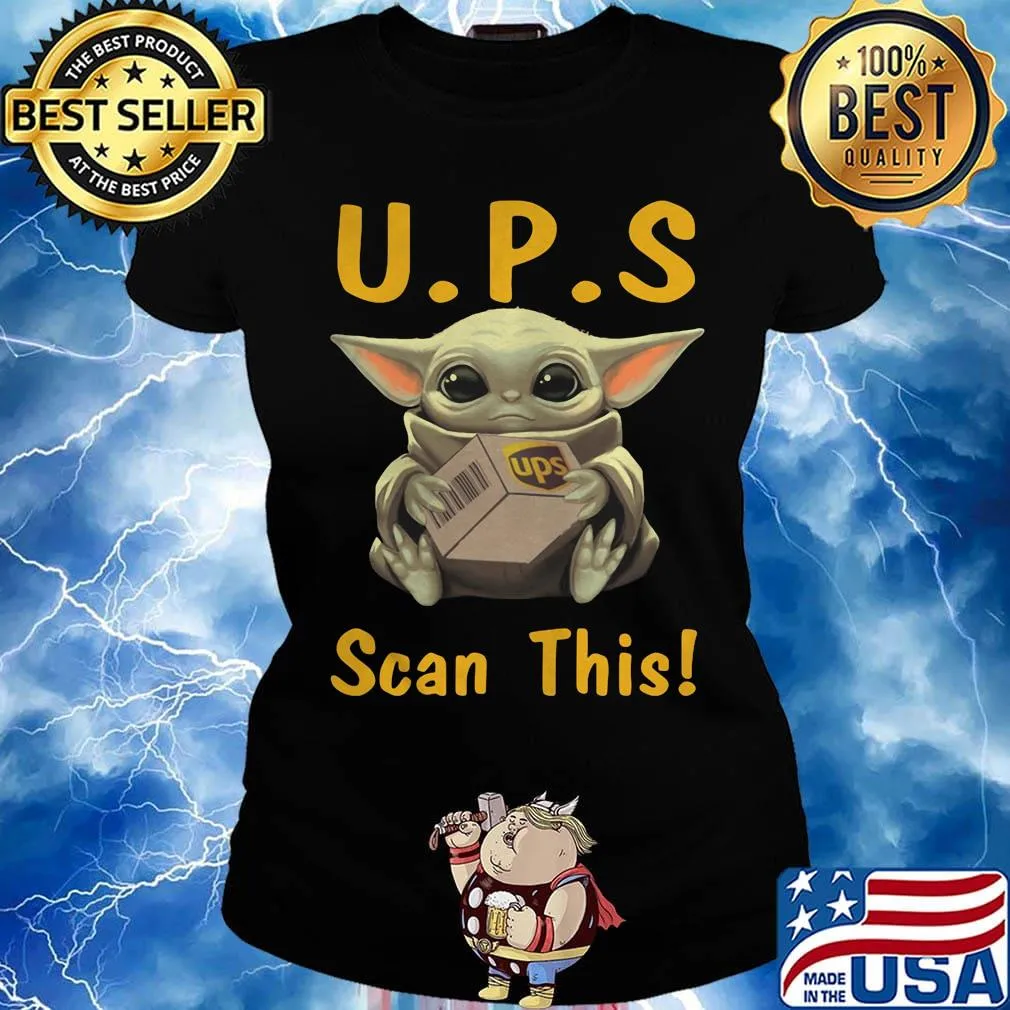 Baby Yoda hug Ups scan this s Ladies tee