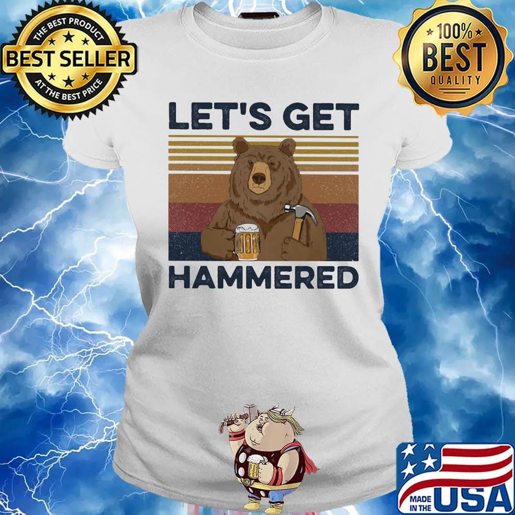 Bear let's get hammered vintage retro s Ladies tee