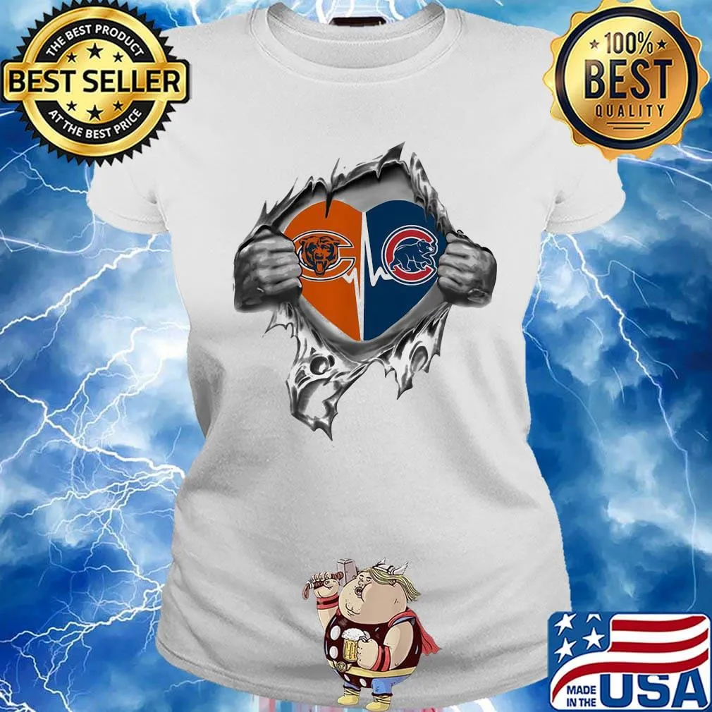 Blood insides heart chicago bears vs chicago cubs s Ladies tee