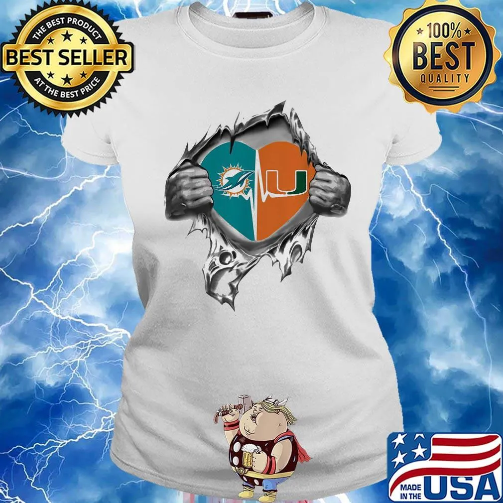 Blood insides heart miami dolphins vs miami hurricanes s Ladies tee
