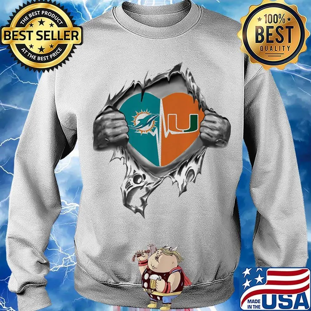Blood insides heart miami dolphins vs miami hurricanes s Sweater