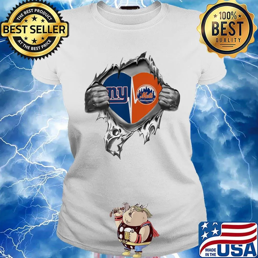 Blood insides heart new york giants and new york mets s Ladies tee
