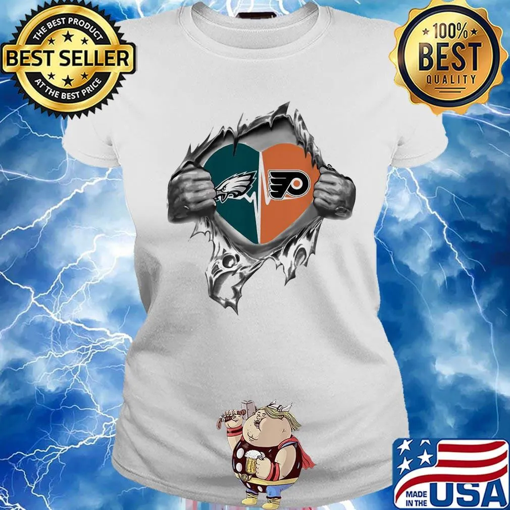 Blood insides heart philadelphia eagles vs philadelphia flyers s Ladies tee