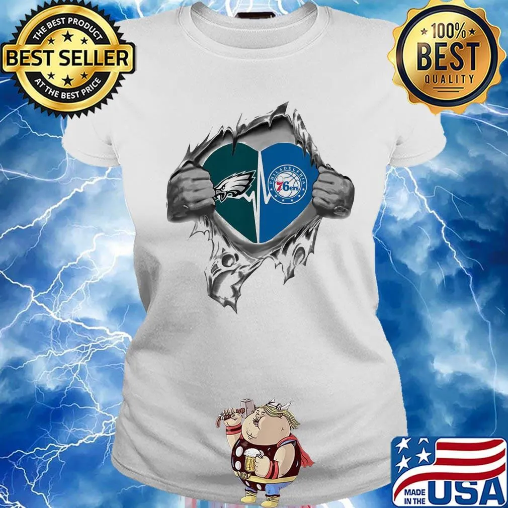 Blood insides philadelphia eagles and philadelphia 76ers heart s Ladies tee