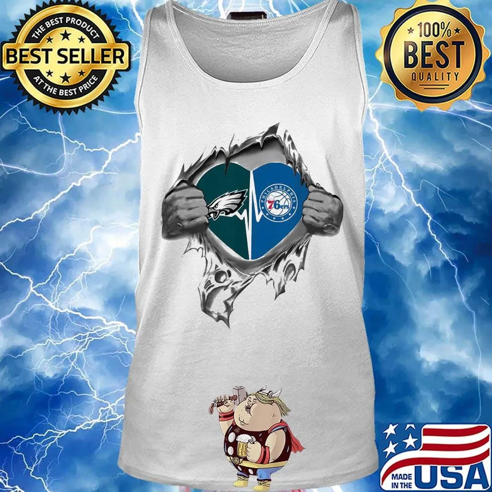 Blood insides philadelphia eagles and philadelphia 76ers heart s Tank top