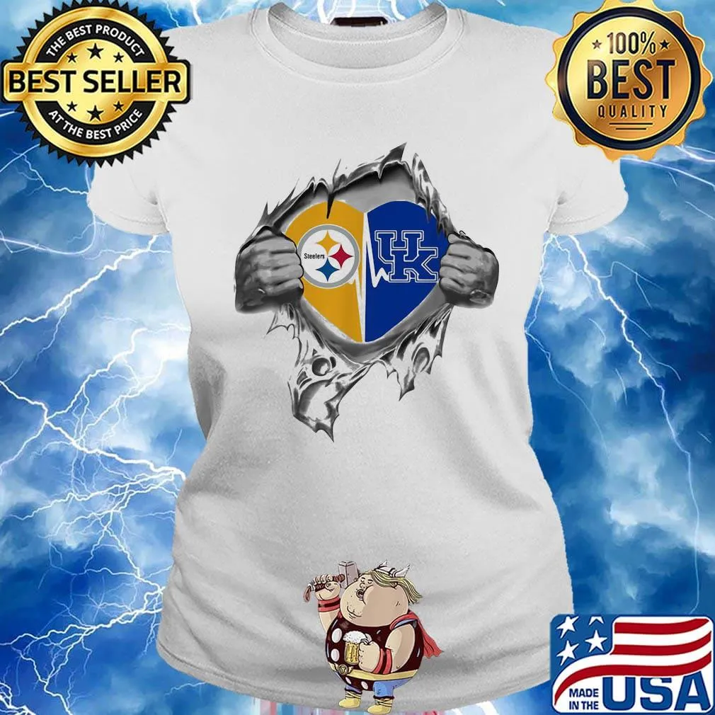 Blood insides pittsburgh steelers and kentucky wildcats heart s Ladies tee