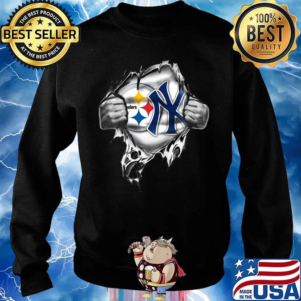 Blood insides pittsburgh steelers and new york yankees s Sweater