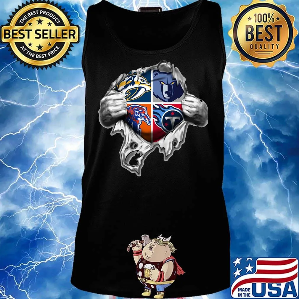 Blood insides tennessee nashville predators memphis tigers memphis grizzlies and tennessee titans logo s Tank top