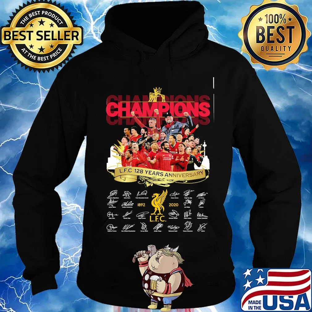 Champions liverpool fc 128 years anniversary 1892 2020 signatures s Hoodie
