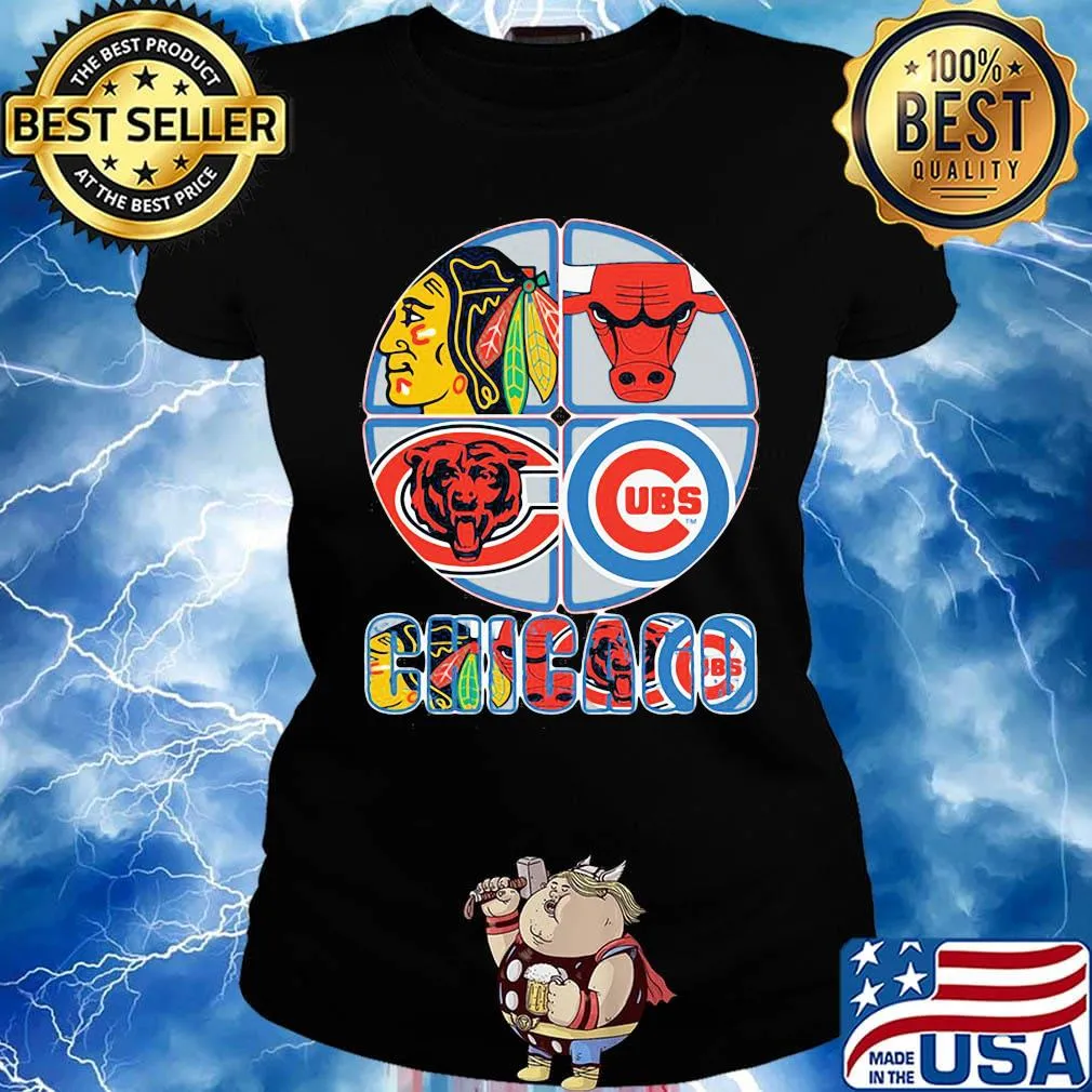 Chicago blackhawks bulls bears and cubs logo s Ladies tee