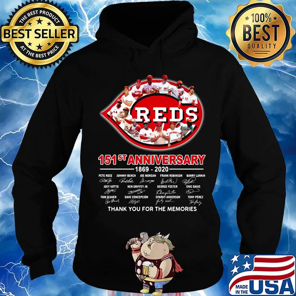 Cincinnati reds 151st anniversary 1869 2020 thank you for the memories signatures s Hoodie