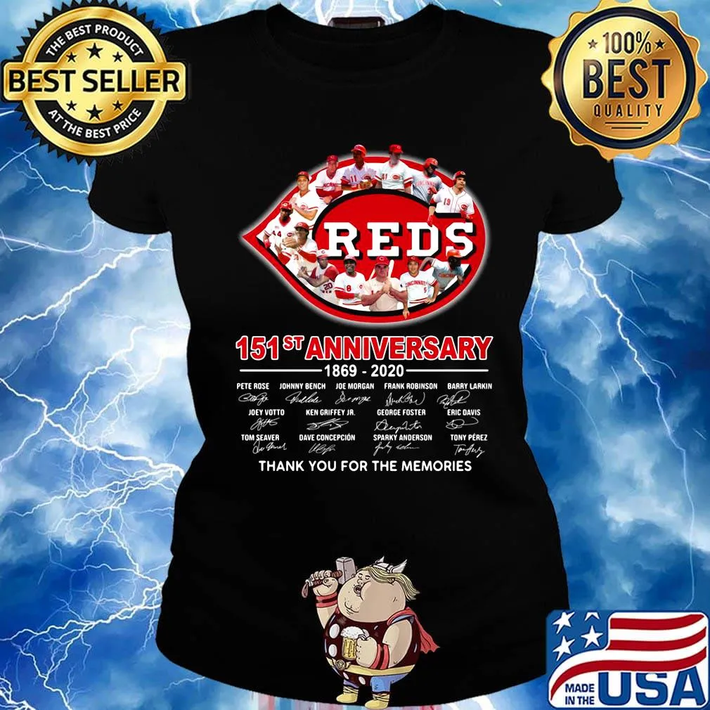 Cincinnati reds 151st anniversary 1869 2020 thank you for the memories signatures s Ladies tee
