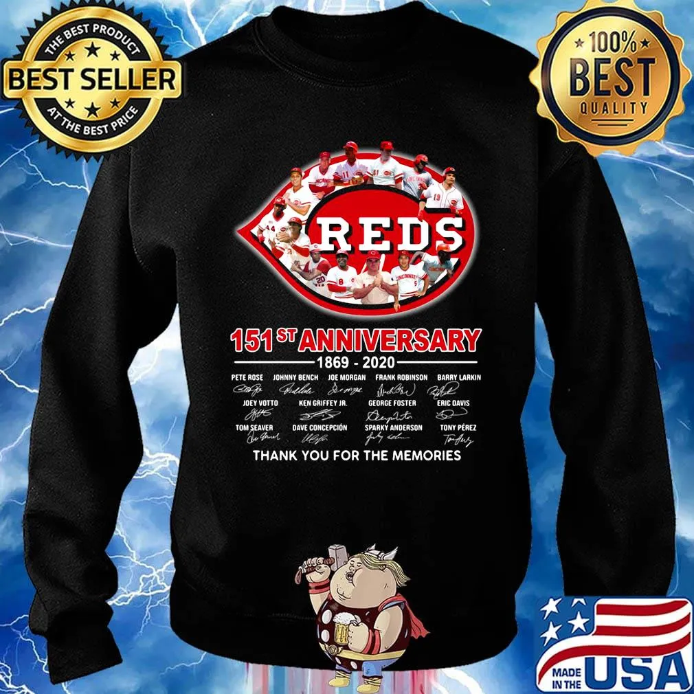 Cincinnati reds 151st anniversary 1869 2020 thank you for the memories signatures s Sweater