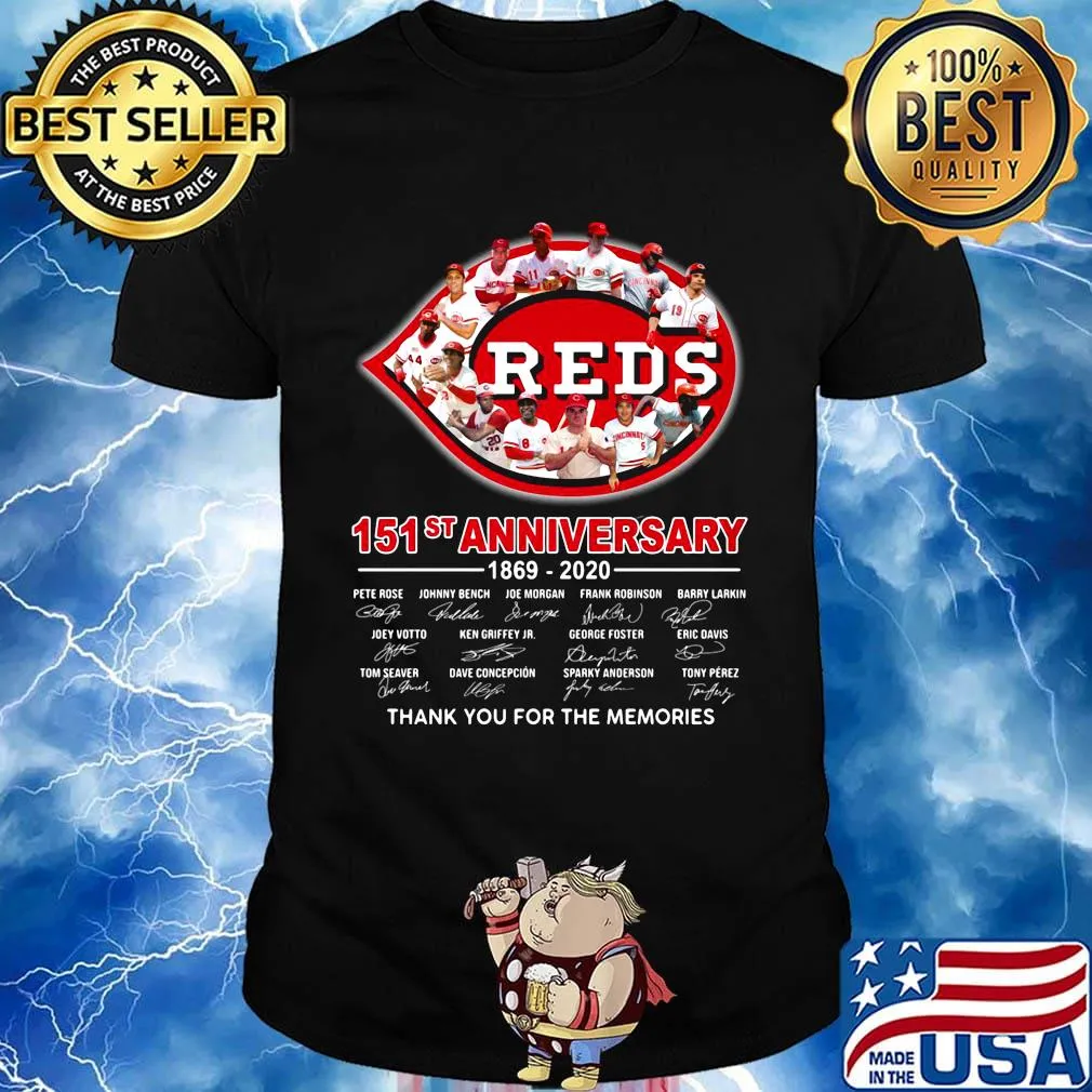 Cincinnati reds 151st anniversary 1869 2020 thank you for the memories signatures shirt